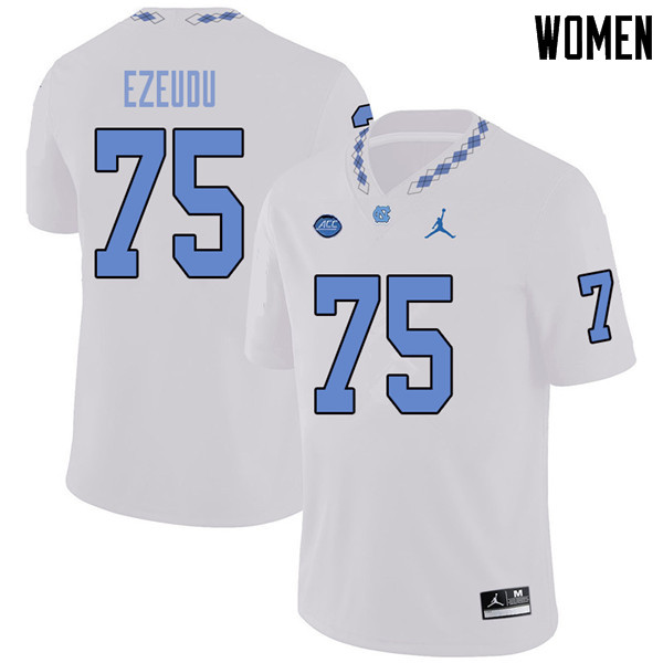 Jordan Brand Women #75 Joshua Ezeudu North Carolina Tar Heels College Football Jerseys Sale-White